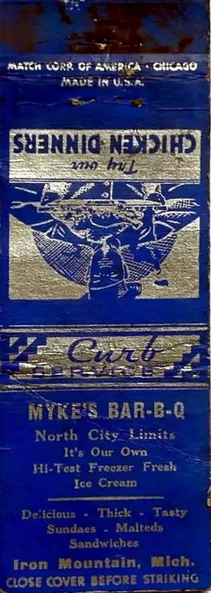 Mykes Drive-Inn (Mykes Bar-B-Q) - Matchbook (newer photo)
